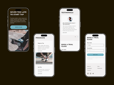 Tap dance studio mobile version dancestudio design mobiledesign mobileversiondesign ui ux website websitedesign
