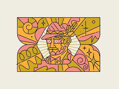 ✨ Magical forester ✨ artwork branding creative design graphic design illustration illustrator ilustrace magic marekehrenberger motion graphics mustache pink portrait sparks ui vector yellow