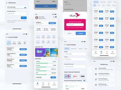 Telecom Company App UI | FluxTel App UI | My Robi UI | My GP App bikash pay ui my bl my bl ui my gp apps ui my gp ui my robi ui telecom app telecom company apps ui