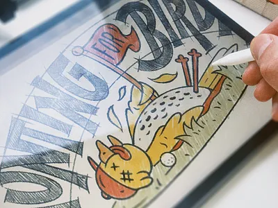 Hunting For Birdies - Ball Marker design concept (sketch) illustration lettering sketch typography