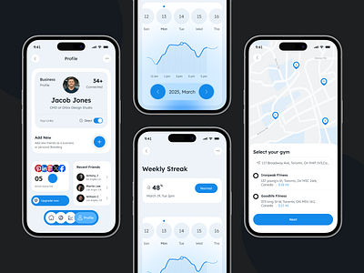 Fitness Mobile App UI concept 🏋️‍♀️ activity android app design template app screen design calander dashboard exercise app fitness fitness tracker gym health health tracking ios location mobile app ui phone sport app ui ux workout
