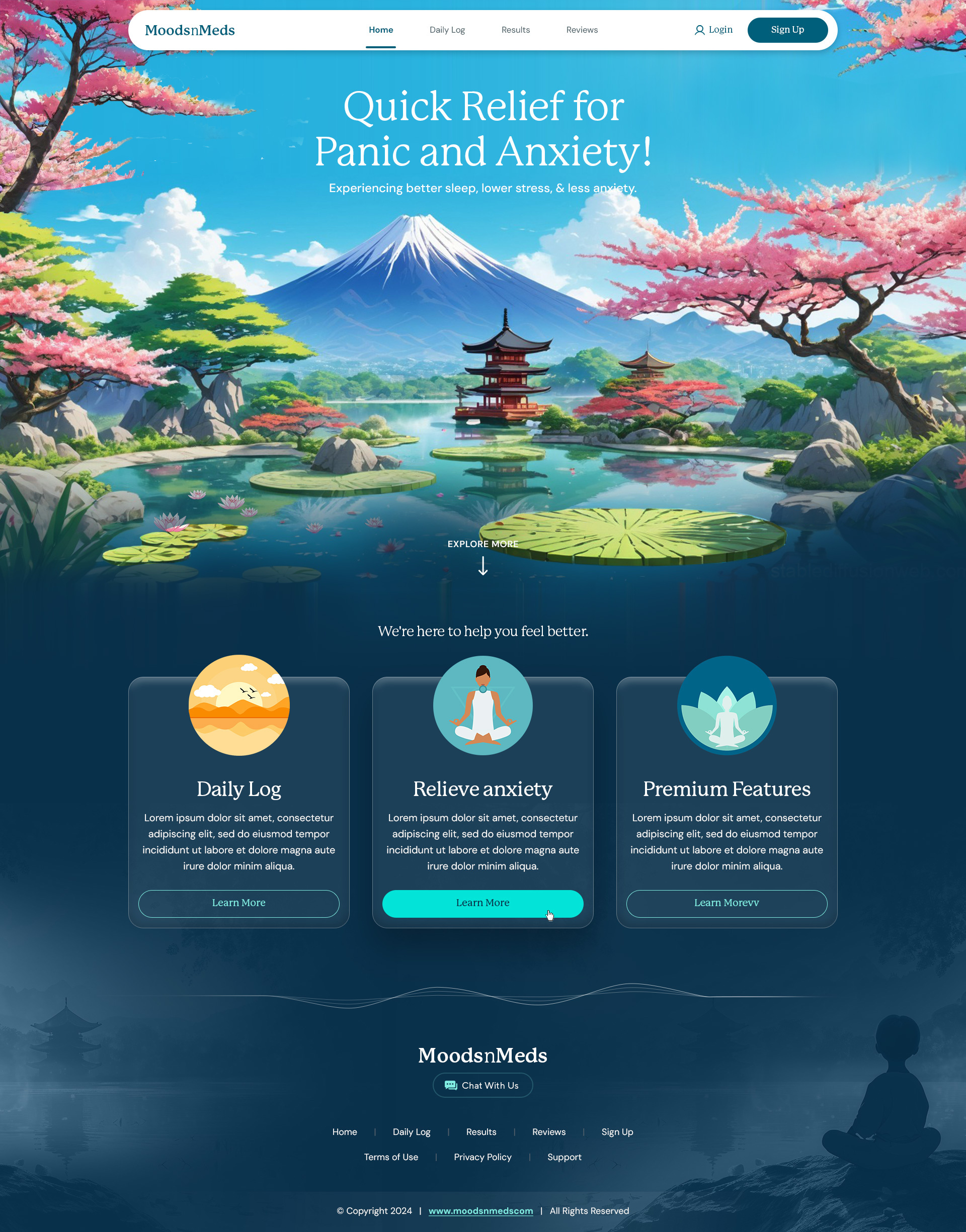 Calm & relaxing website design 3d animation branding design graphic design icon illustration illustrator logo minimal typography ui ux vector web web design website