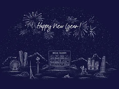 Tbilisi city Buildings. For BELLE MAISON. architect design digital 2d flatdesign graphicdesign illustration landscape line minimal outline simple tbilisi