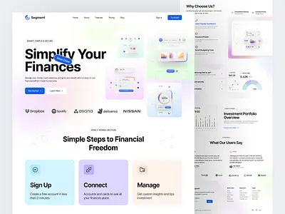 Fintech Landing Page Design clean ui figma figma designer finance dashboard finance saas platform finance web app finance website fintech fintech design fintech designer fintech landing page fintech ui design gredient ui mockup design modern finance app personal finance ui saas saas design saas product saas ui