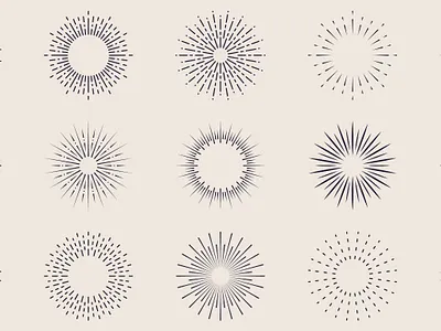 Firework Line Icon Set vintage