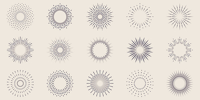 Firework Line Icon Set vintage