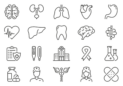 Human Internal Organs Line Icon Set ambulance