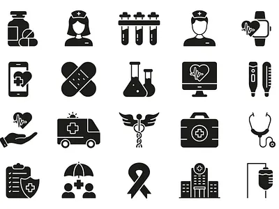 Medicals Silhouette Icon Set liver