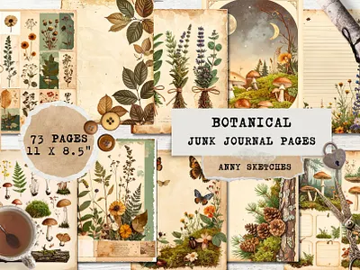 Botanical Junk Journal Printable Kit – Vintage Nature Pages autumn botanical bundle butterflies ephemera floral forest herbs junk journal junk journal kit junk journal pages magic forest mushroom nature pinecones printable scrapbook pages scrapbooking vintage wildflowers