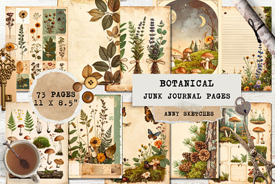 Botanical Junk Journal Printable Kit – Vintage Nature Pages autumn botanical bundle butterflies ephemera floral forest herbs junk journal junk journal kit junk journal pages magic forest mushroom nature pinecones printable scrapbook pages scrapbooking vintage wildflowers