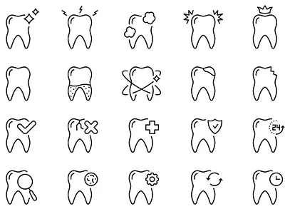 Tooth Line Icon Set denture