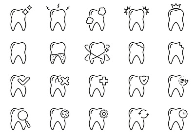 Tooth Line Icon Set denture