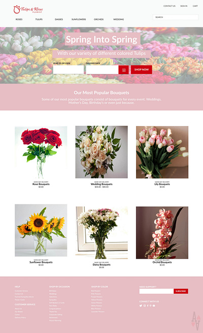 Tulip & Roses Interactive Website Mockup branding ui ux web design