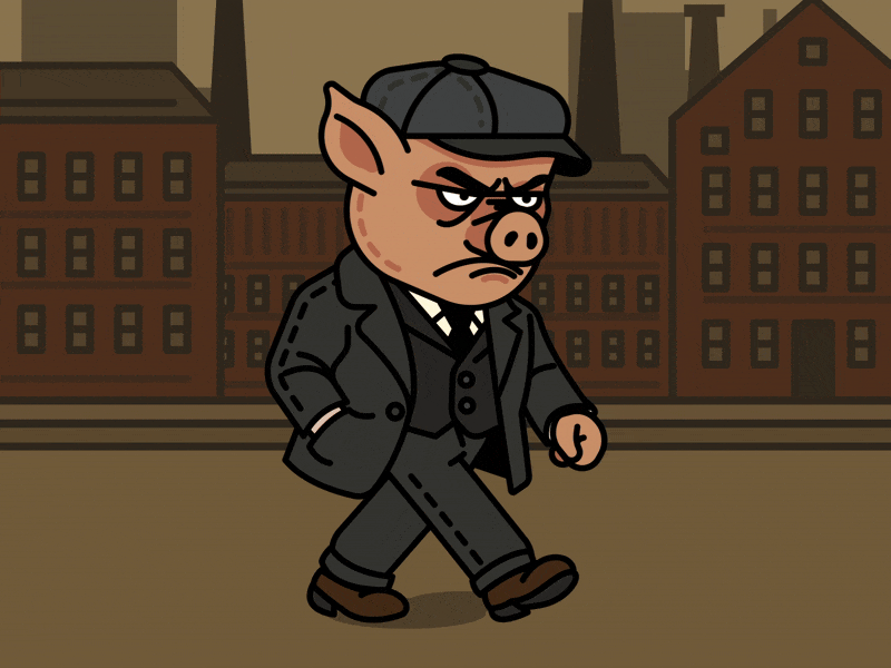 🐷 Piggy Blinders aftereffects animation birmingham blinders england industrial peaky pig piggy shelby tommy uk vector