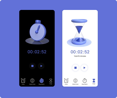 Timer & Stopwatch – #DailyUI014 dailyui014 darkmodeui lightmodeui mobileappdesign stopwatch timerapp ui uidesign uxdesign
