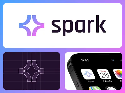 spark logo ai blue brand branding clean creative geometric graphic design logo logomark logotype mark minimal modern simple spark sparkles star start up tech