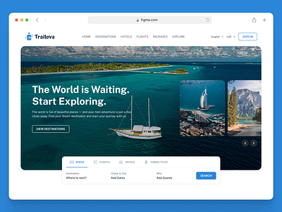 Trailova - Travel Hero Section clean hero hero section landing page tour travel traveling ui ux web design