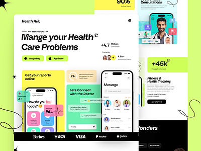 Health Hub App- Clean & Modern Medical Landing Page UI clean design figma landing page minimal design modern ui ui design ux design visual design web design