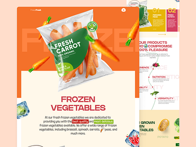 FreezeFresh — Frozen Vegetables Landing Page UI Design clean design figma landing page minimal design modern ui ui design visual design web design