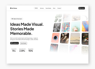 Creator | Studio | Art showcase landing page art showcase branding clean clean landing page creator landing page graphic design landing page saas studio ui web design