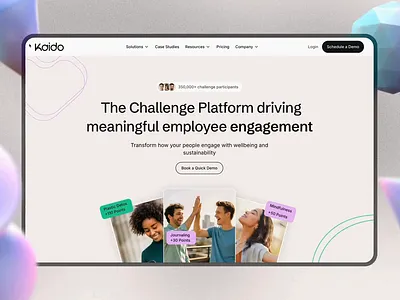 Wellbeing Challenge Platform Website Design - Engaging Employees b2bdesign branding design employeeengagement environmentaltech framer framer expert framer web design platformdesign sustainability ui ux web design web development website website design websitedesign