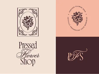 Pressed Flower Shop Logo & Branding artist bouquet brand branding design florist flower flowers fonts graphic design illustration logo romantic type typography vector wedding