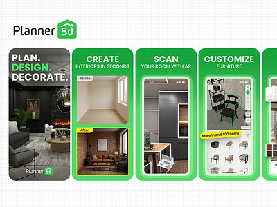ASO Screens for Planner 5D aso branding graphic design ios retouch