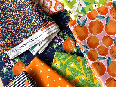 Citrus House Fabric Collection - PBS Studios digital illustration fabric interior design ipad illustration procreate surface pattern design