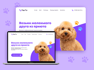 Concept Happy Dogs / 3 animals design dogs landing page ui web web design