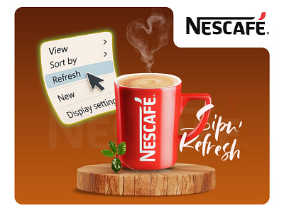 ☕ Sip 'n' Refresh – Nescafé Visual Banner banner branding candy coffee creativebanner design dribbbleshot graphic design nescafeart productvisual restaurant shohankhangfx social media