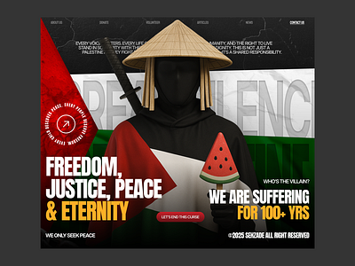 Palestinez – Free Palestine Website 🇵🇸 brutal brutalism free palestine gaza hero hero section illustration landing page maximalism palestine uiux uiux design uiuxdesign web design website