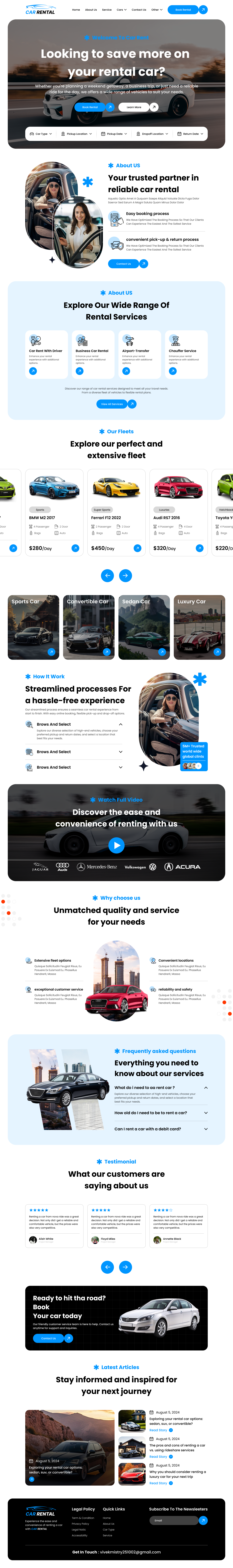 CAR RENTAL Website Landing Page UI Design branding graphic design logo ui