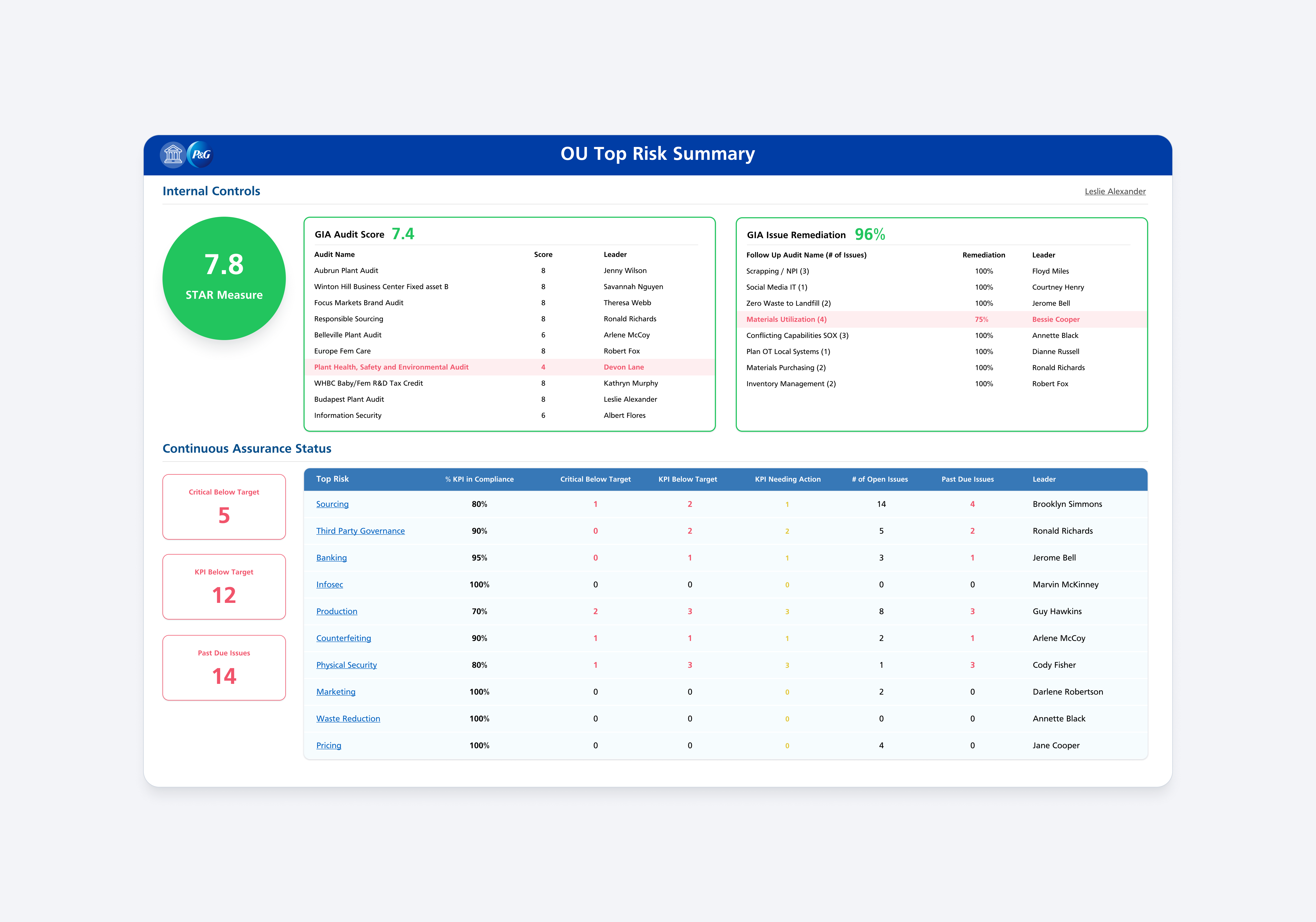 Continuous Assurance Risk Analysis Dashboard dashboard data visualization design ui user experience design user interface design ux