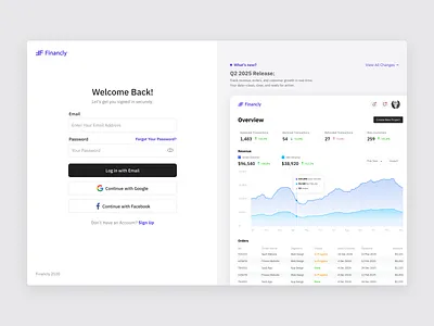Fintech Login & Product Preview analytics authentication branding clean design design fintech landing page login page saas ui user experience user interface webapp