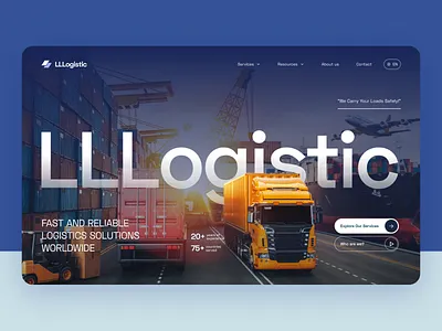 Bold Hero Section for Logistics Website art direction dark graphic design hero design landing page logistic modern ui design ux design web design website