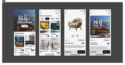 Online Furniture Store app furniture shopping ui ux