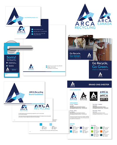 ARCA Rebranding Campaign branding businesscards digital door hangers energy logo recycyling
