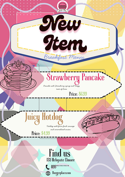 Burger Place Promotion branding business ad canva design flyer graphic design menu poster print promotion retro designs