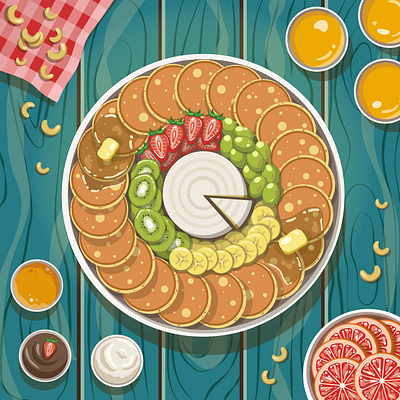 Summer breakfast aesthetic color cute flat design illustration