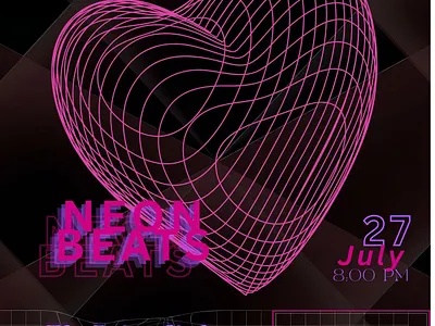 Techno Poster branding concert poster cool design flyer graphic design neon pink poster print techno