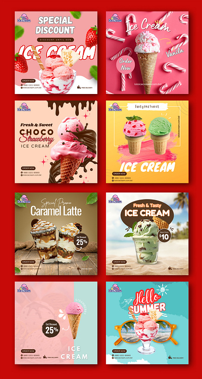 Lolo Ice Cream | Social Media Post Design for a Fun & Flavorful ads design advertisements animation branding cold icecream cool cream design drink graphic design ice cream icecream logo lover motion graphics post poster social media post design summer trend now typography