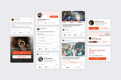 Cards for social media app app crowdfunding product design ui ux