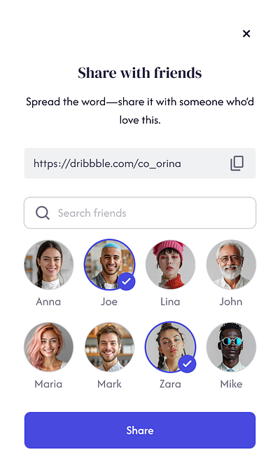 Share modal - daily UI challenge dailyui design system share share modal ui ui design uiux ux ux design