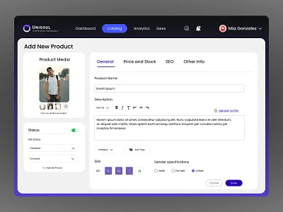 Modern Ecommerce Dashboard – Add Product UI uidaily