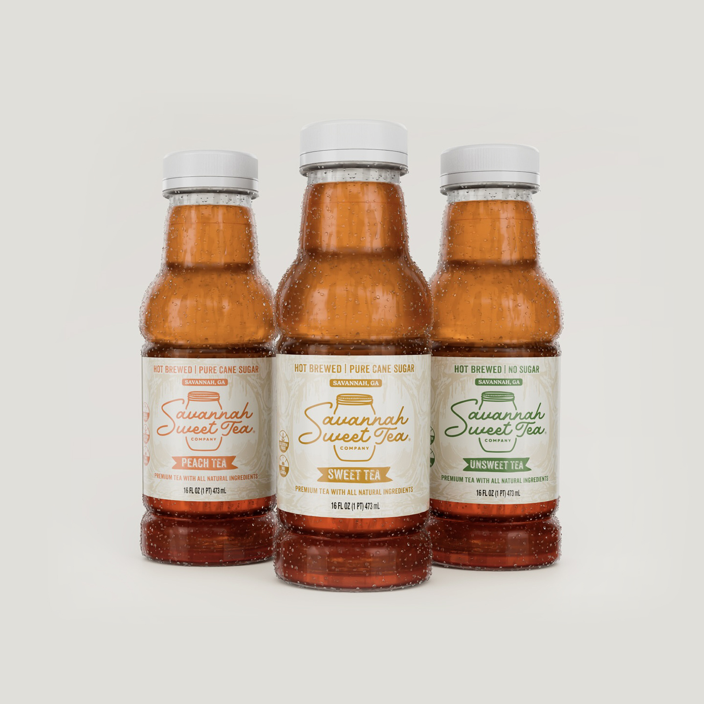 Savannah Sweet Tea Label Design beverage bottle brand design brand identity branding drink drink packaging gorgia ice tea identity design label label design lowcountry packaging packaging design peach tea plastic bottle savannah sweet tea tea