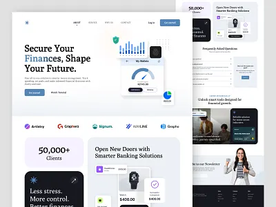 Finance Website Design banking clean design finance finance landing page finance website graphic design home page interface landing landing page minimal muhammad ali saas saas landing page ui ux web web page website