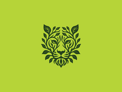 Natural tiger logo animal branches green leaf logo logos nature strong tiger tiger head vector wild wild life