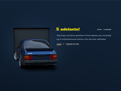 adelante! Build up a maintenance history for all your vehicles. landing page ui website
