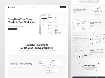 Hive Desk - Team Management Landing Page [Features Page] dashboard dashboard design design management dashboard team team management ui ui design web design website website design