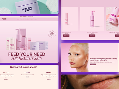 Skincare Junkie Shopify Shop Design and Development animation beauty brand beauty product branding clean design design ecommerce free freelance freelance website design f graphic design landing page reelance shop website shopify shopping website ui website website design website designer